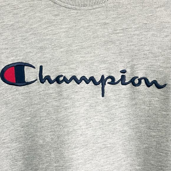 Champion Mens Embroidered Script Logo Sweatshirt - Heather Gray, Size M - Picture 3 of 6